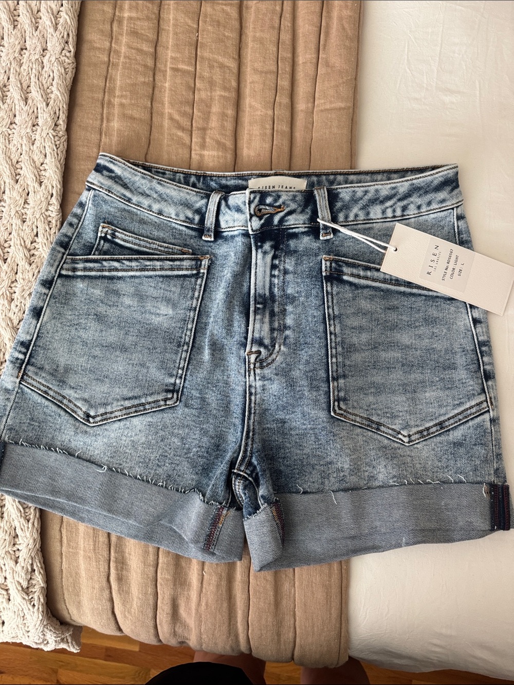 NWT High-Rise Light Blue Denim Cuffed Women’s Shorts
